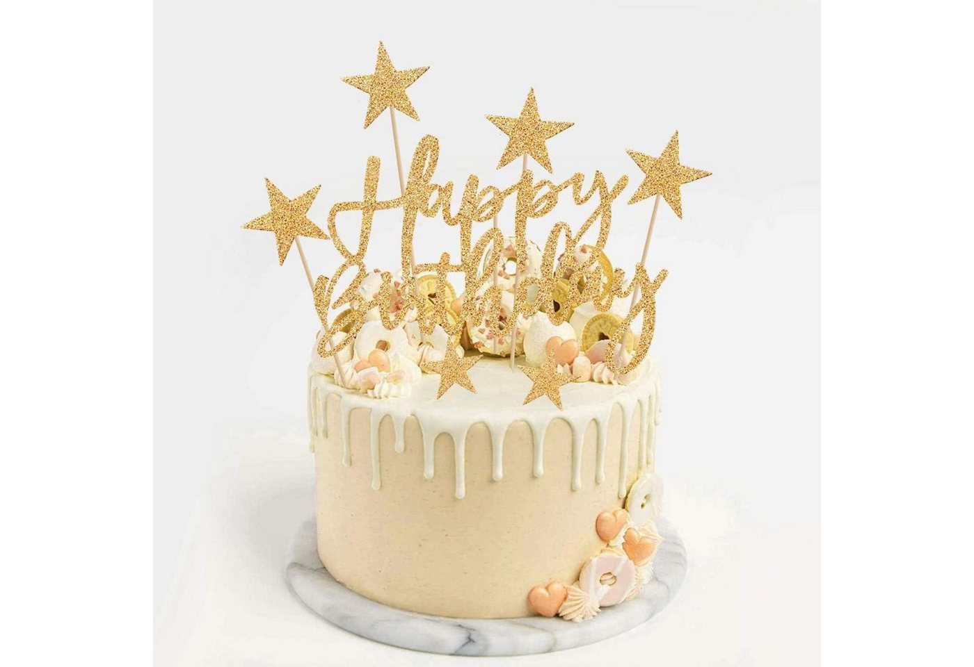 LuxusKollektion Sticker Tortendeko Gold Happy Birthday Cake Topper Sterne Kuchendeko 20-teilig Bild 3