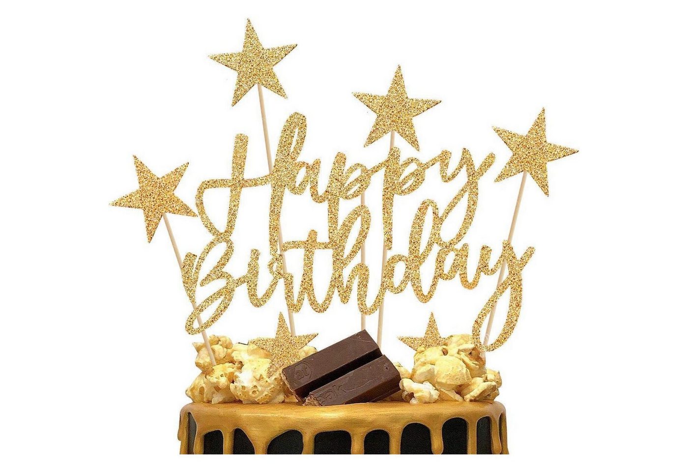 LuxusKollektion Sticker Tortendeko Gold Happy Birthday Cake Topper Sterne Kuchendeko 20-teilig Bild 5