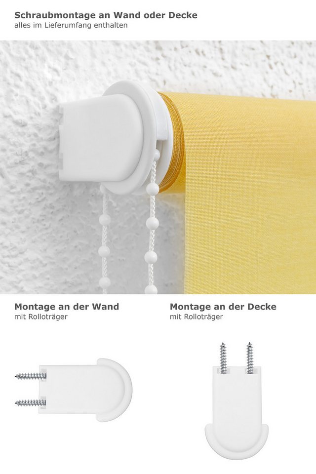 Rollo Basisrollo Tageslicht Pastellgelb, LYSEL®, blickdicht, HxB 175x82cm Bild 3