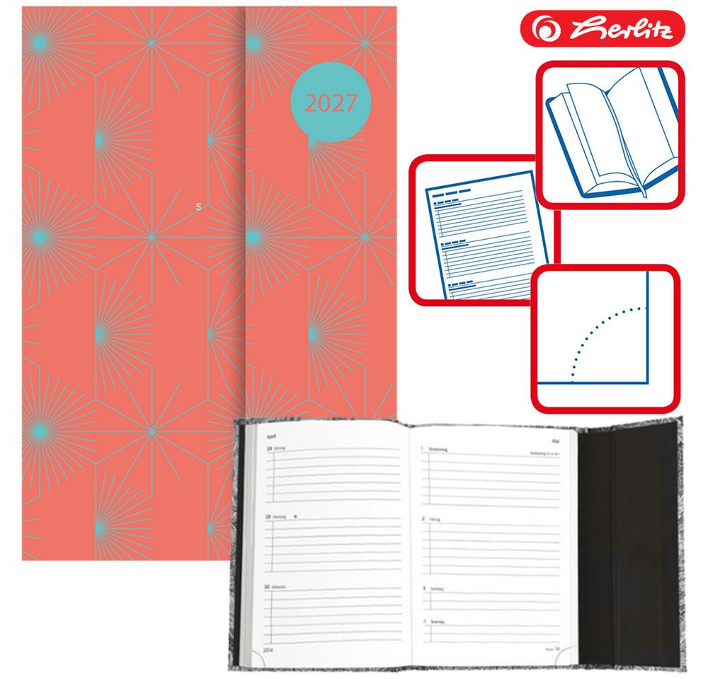 Herlitz Buchkalender Magnetverschluss 2027 A5 / apricot