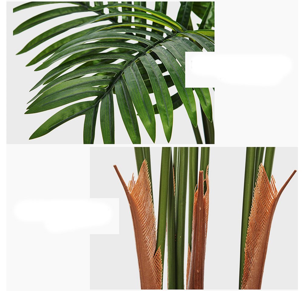 Künstliche Zimmerpflanze Künstliche Pflanzen Palme Baum,Kunst-Areca Palme Pflanzen Weiß Topf, GarveeMore, Höhe 150 cm, 150/180CM Plastik Künstliche Palme Wie Echt Fake Pflanzen Deko Bild 4
