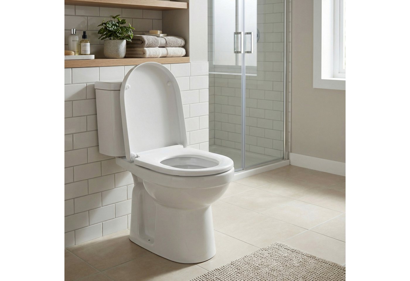 SONGMICS WC-Sitz WC-Sitz mit Absenkautomatik, Griff, Toilettensitz abnehmbar, WC-Deckel PP-Kunststoff, bis 300 kg belastbar, lange D-Form Bild 4