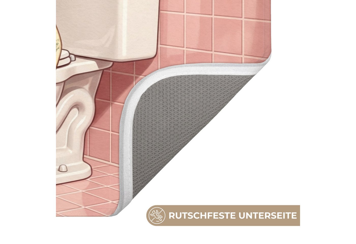 OnlyWow Badematte Rosa - Retro - Frau, Höhe 10 mm, Polyester, Rechteckig, Badezimmerteppich, Badteppich, Rutschfest, Badvorleger, Waschbar Bild 2
