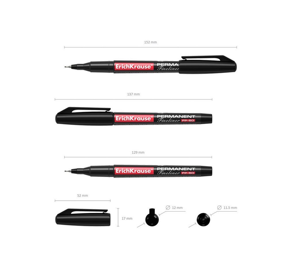 Erich Krause Fineliner, Fineliner FP-50 wasserfest 0,6mm schwarz 1 Stück Bild 3