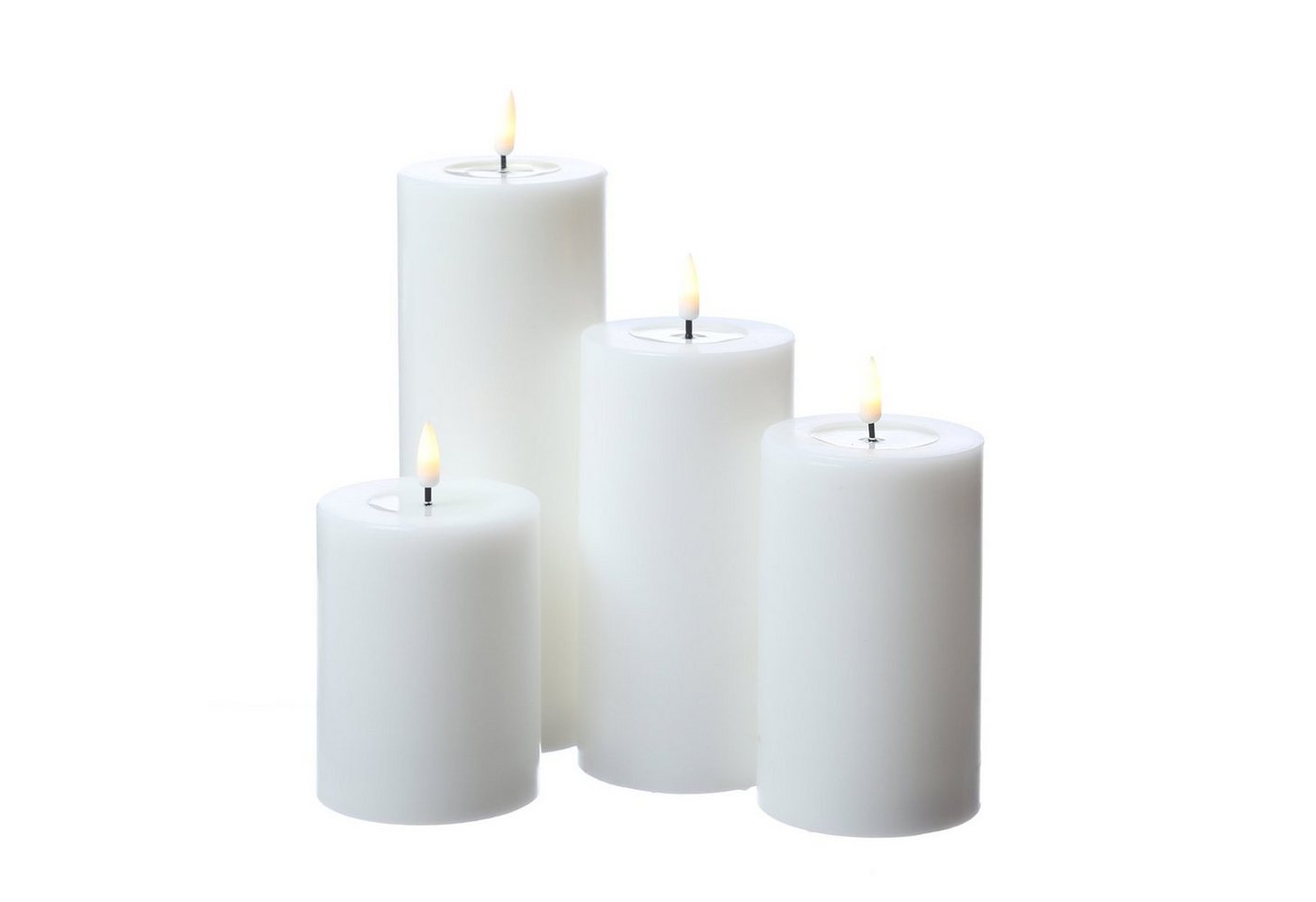 Deluxe Homeart LED-Kerze Mia Deluxe Echtwachs flackernd Wachsspiegel H: 15cm D: 7,5cm weiß, LED Classic, warmweiß (2100K bis 3000K) Bild 2
