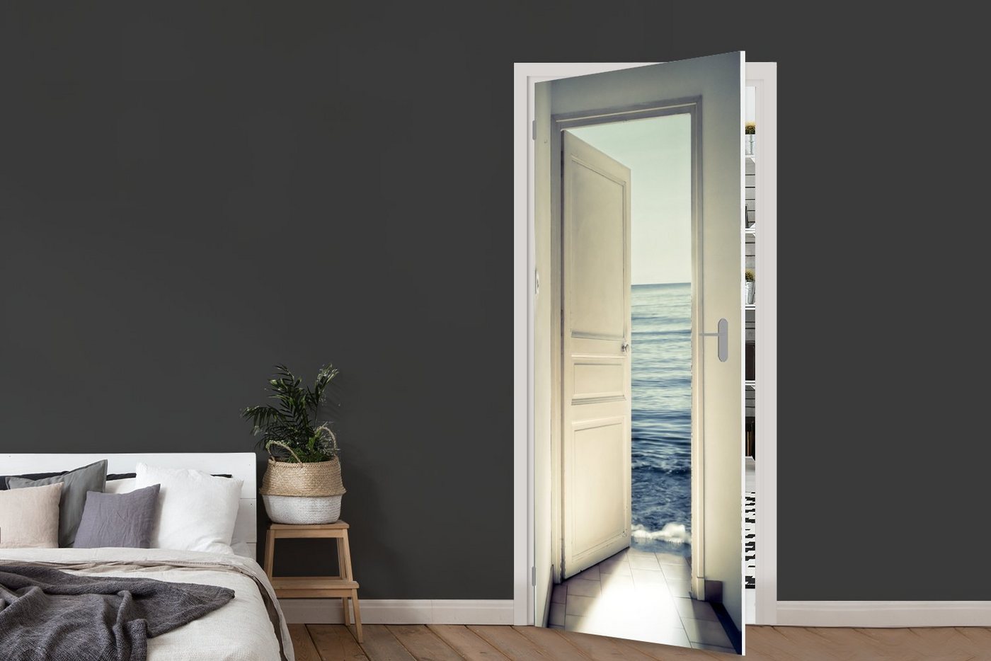 MuchoWow Türtapete Tür - Meer - Abstrakt - Wasser, Matt, bedruckt, (1 St), Selbstklebende Tapete, Folie für Möbel, 75x205 cm Bild 3