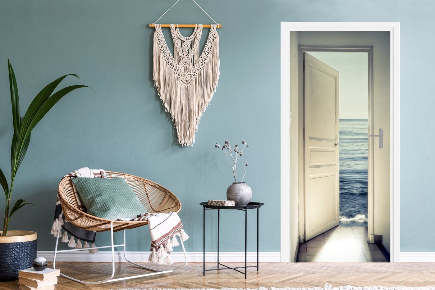 MuchoWow Türtapete Tür - Meer - Abstrakt - Wasser, Matt, bedruckt, (1 St), Selbstklebende Tapete, Folie für Möbel, 75x205 cm Bild 5