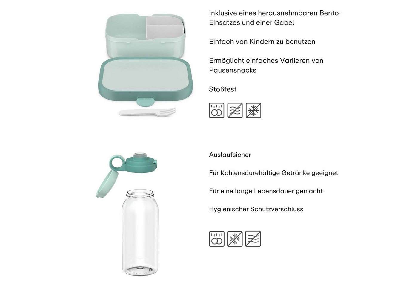 Mepal Lunchbox Campus Lunchset (Flasche mit Klappdeckel), Kunststoff, (2-tlg), Spülmaschinengeeignet