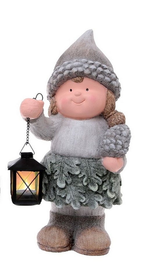 Dragimex Gartenfigur Gartenkinder aus Magnesia 40 cm – Junge oder Mädchen – Herbst Deko
