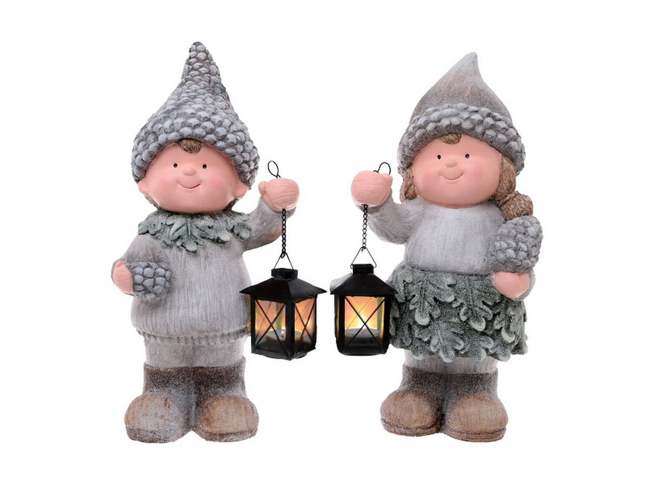 Dragimex Gartenfigur Gartenkinder aus Magnesia 40 cm – Junge oder Mädchen – Herbst Deko Bild 2