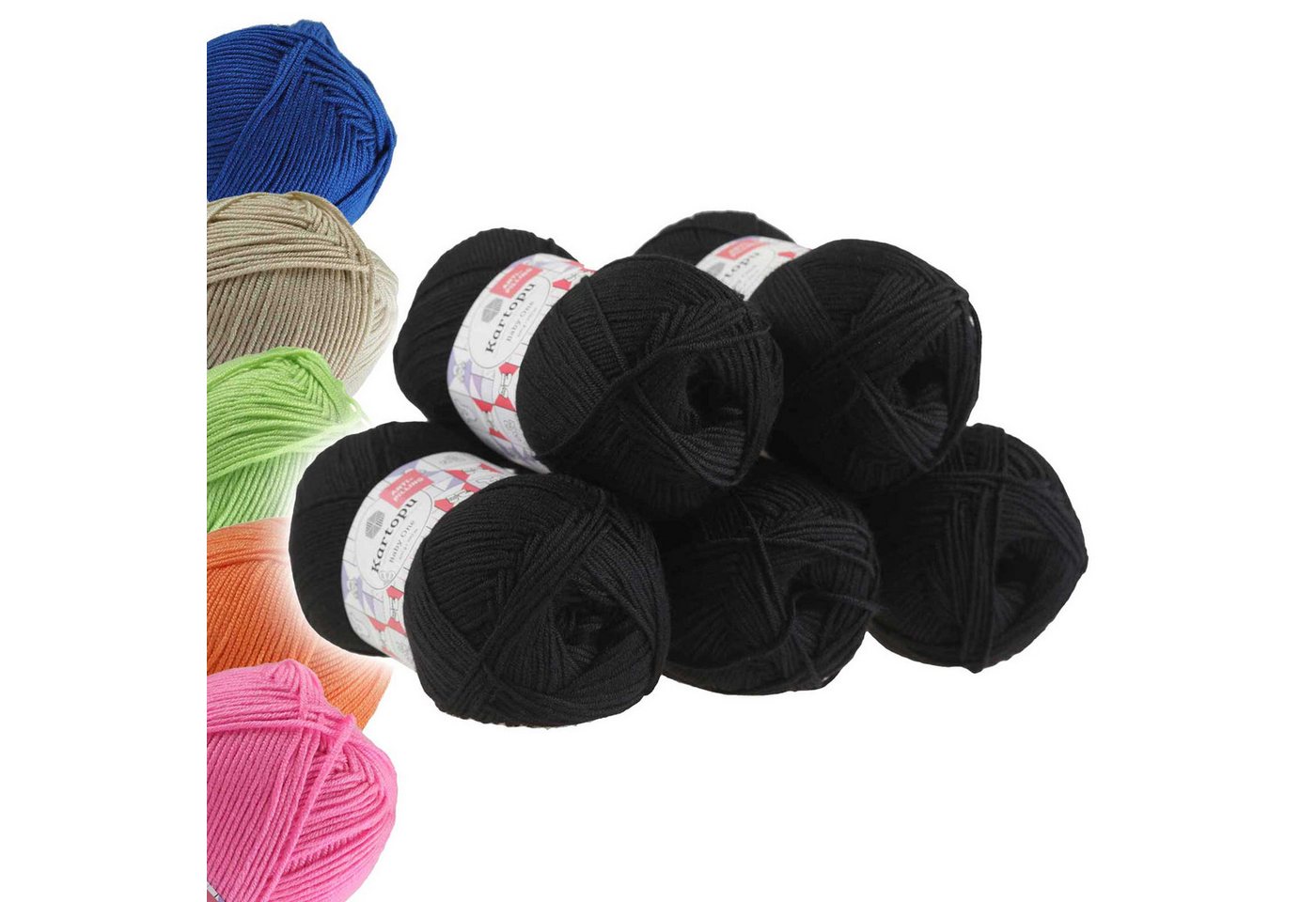 Kartopu 5 x 100g Strickgarn Kartopu BABY ONE Antipilling Babywolle Häkelwolle, 1250 m (Sparpaket), K940 schwarz Bild 2