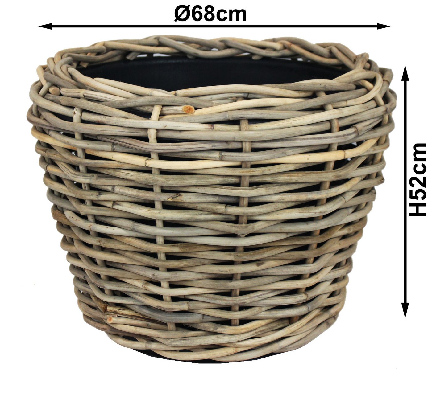 Van der Leeden Blumentopf 68x52cm Rattan Sylter Korb Drypot 74L (Stück, 1 St., Packung), In- & Outdoor, Rattan, Handmade, Naturprodukt, Kunststoffeimer Bild 4