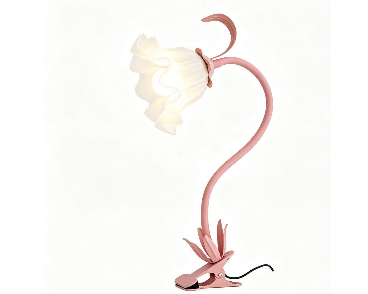 FELIXLEO LED Schreibtischlampe LED Leselampe mit Clip, rosa Blume, USB, Klemmlampe Bild 2