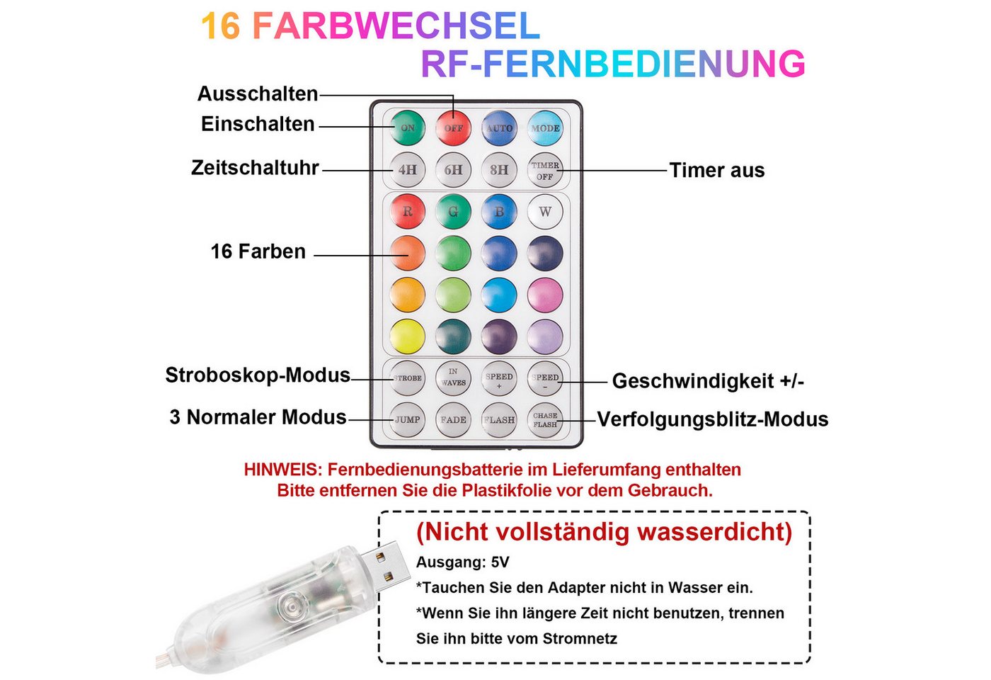 LMaxhome LED Baum Metall Spirale Weihnachtsbaum RGBW Licht Deko mit 8Funktions,Timer,USB, Fernsteuerung Außen Beleuchtet Lichterkette Garten Deko 1.2M/1.5M/1.8M Bild 3