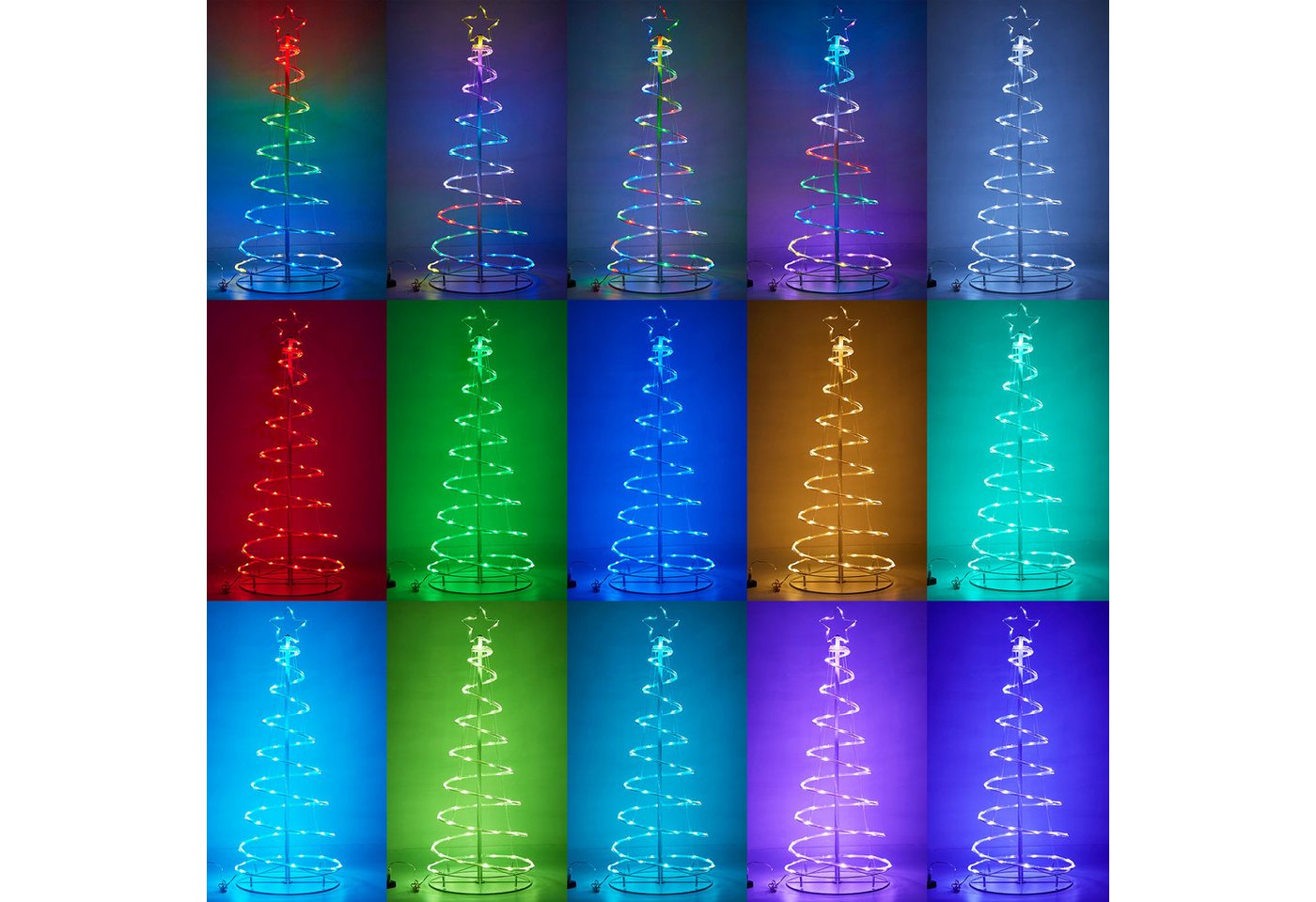 LMaxhome LED Baum Metall Spirale Weihnachtsbaum RGBW Licht Deko mit 8Funktions,Timer,USB, Fernsteuerung Außen Beleuchtet Lichterkette Garten Deko 1.2M/1.5M/1.8M Bild 4