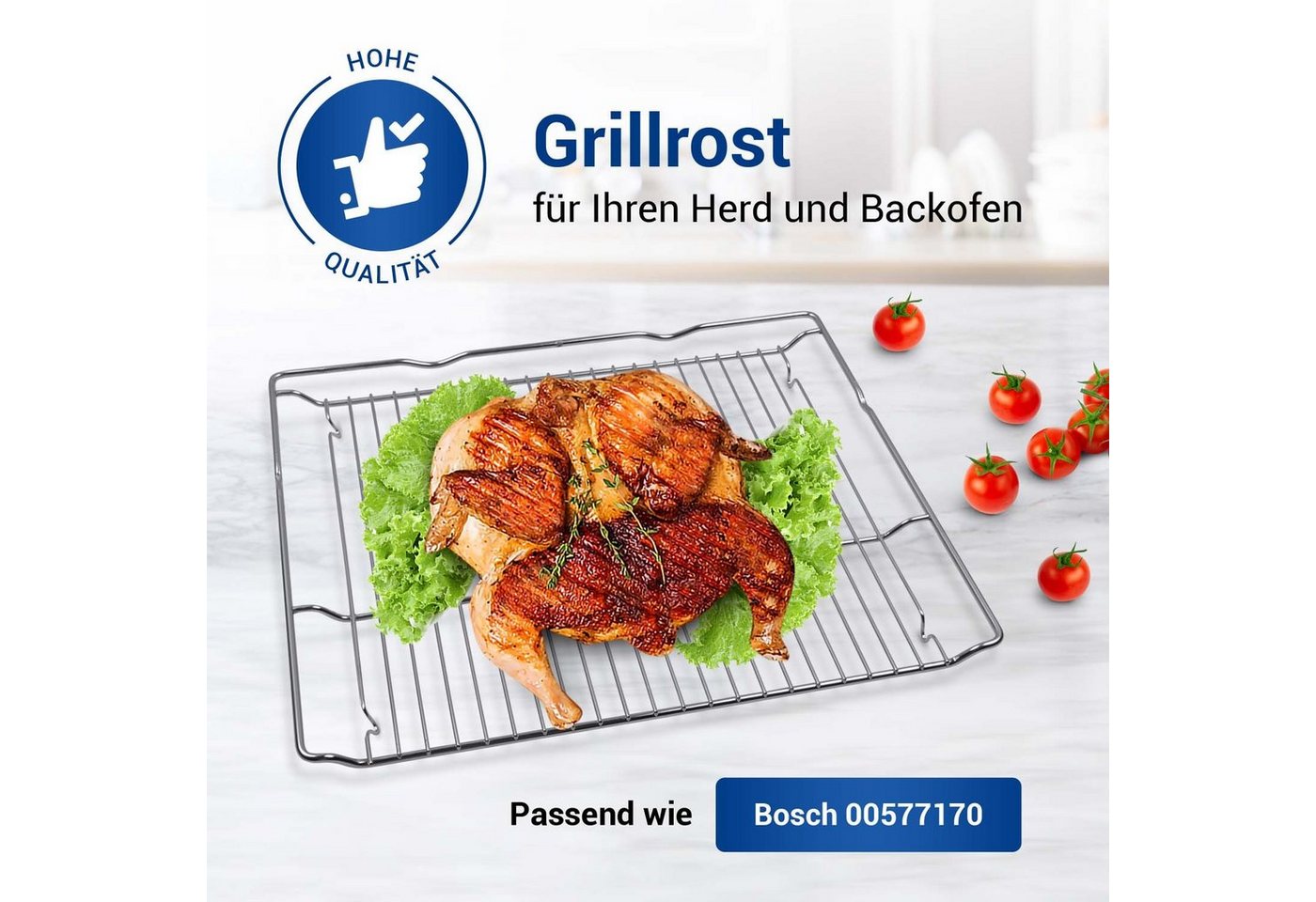 VIOKS Grillrost Gitterrost Ersatz für Bosch 00577170 455x375mm (1-St), Kombirost für Backofen und Herd