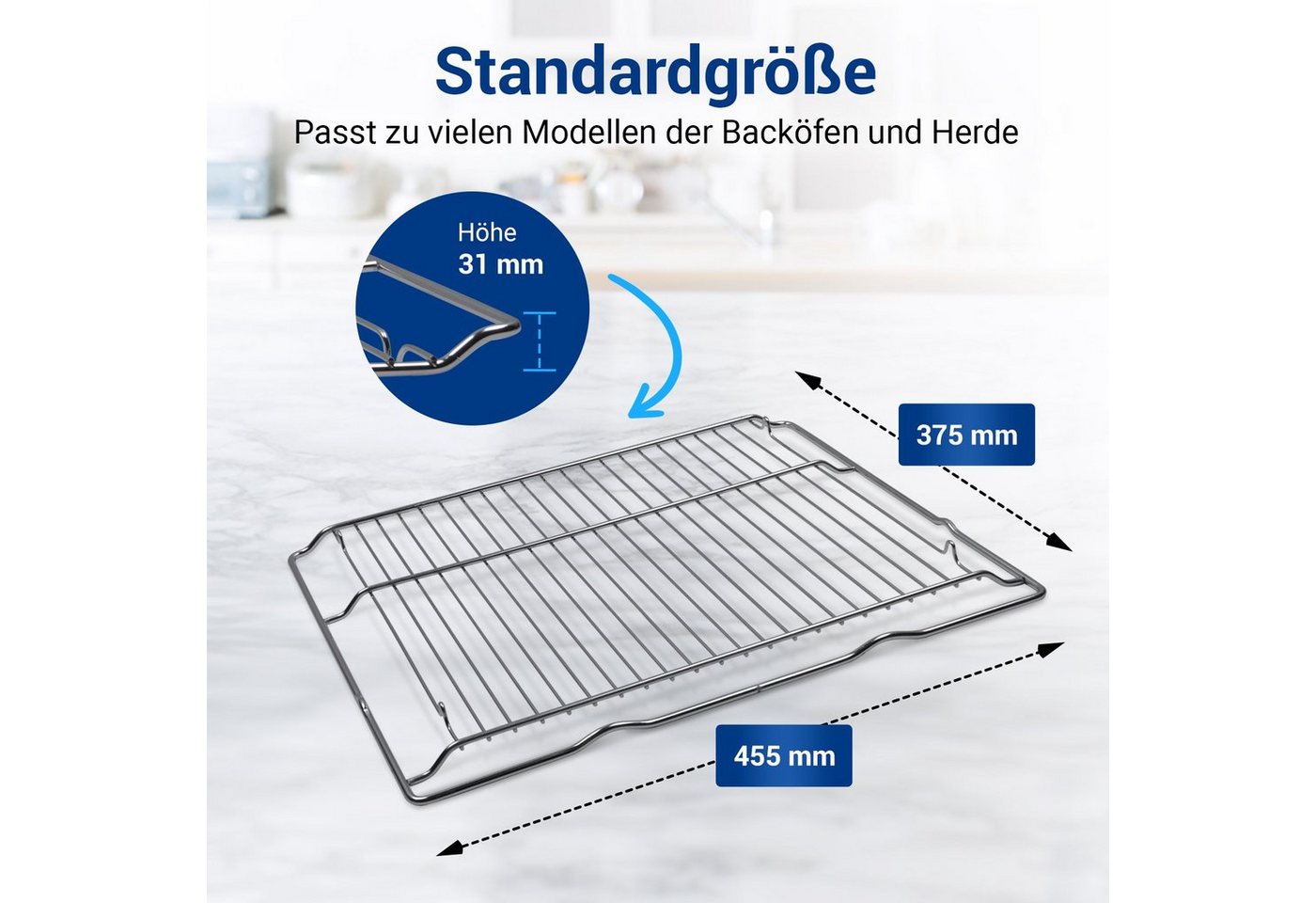 VIOKS Grillrost Gitterrost Ersatz für Bosch 00577170 455x375mm (1-St), Kombirost für Backofen und Herd Bild 4