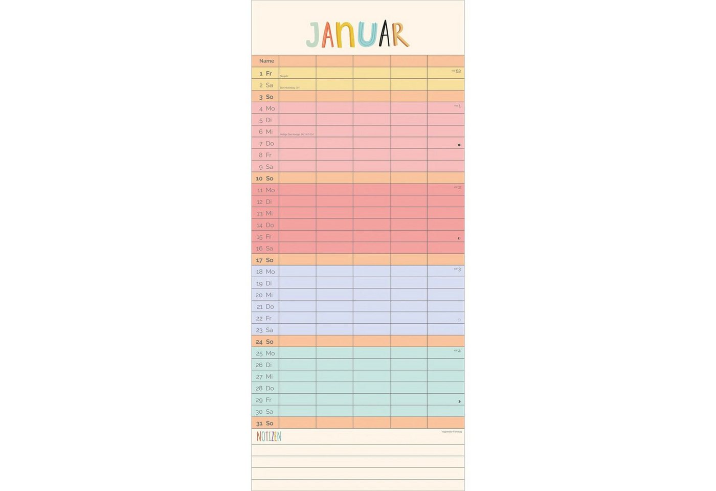 Wandkalender Familienplaner Unser buntes Jahr XL 2027