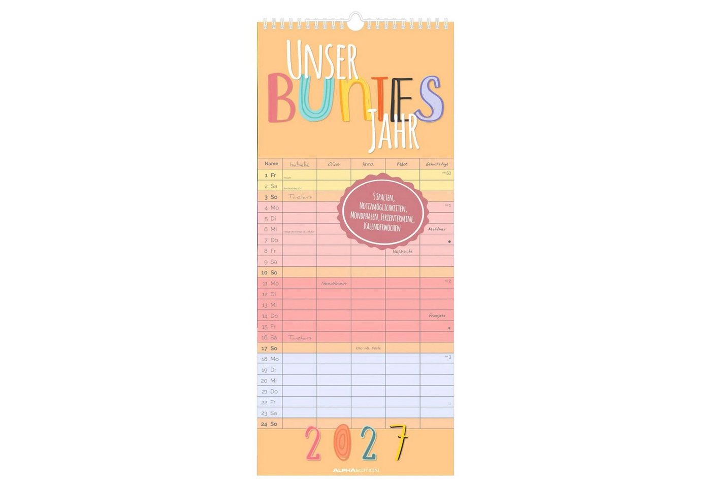 Wandkalender Familienplaner Unser buntes Jahr XL 2027 Bild 3