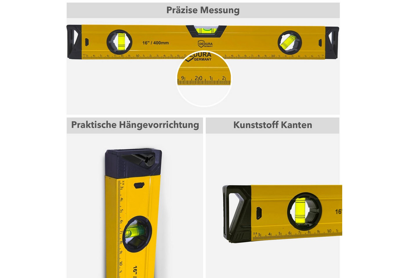dedura Wasserwaage Wasserwaage magnetisch, Magnetwasserwaage Lineal, Aluminium Bild 5