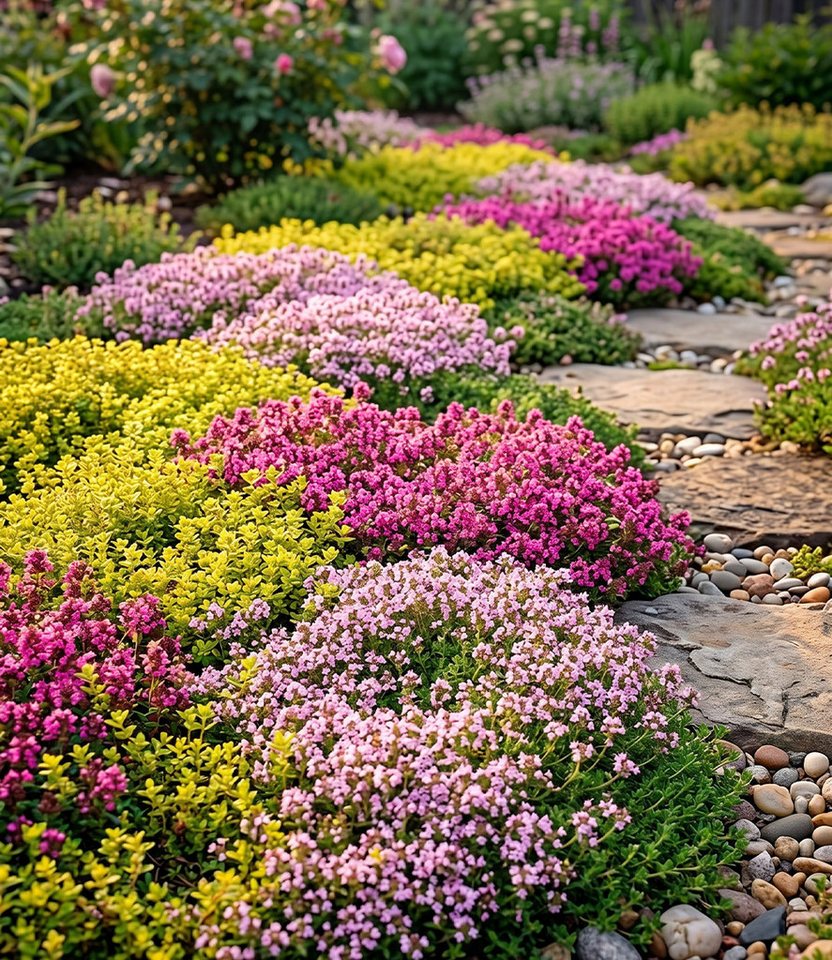 BALDUR Garten Staude Duftender Thymian-Mix 'Colours', 3 St., Bodendecker,winterhart, mehrjährig, trockenheitstolerant