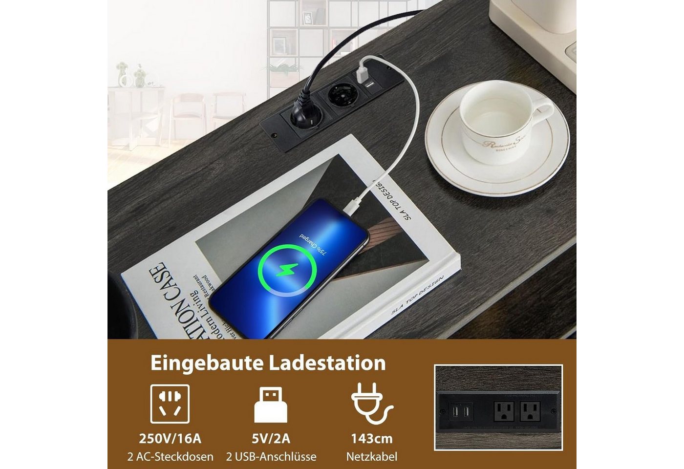 KOMFOTTEU Weinregal Flaschenregal, für 22 Flaschen, mit Steckdosen Bild 2