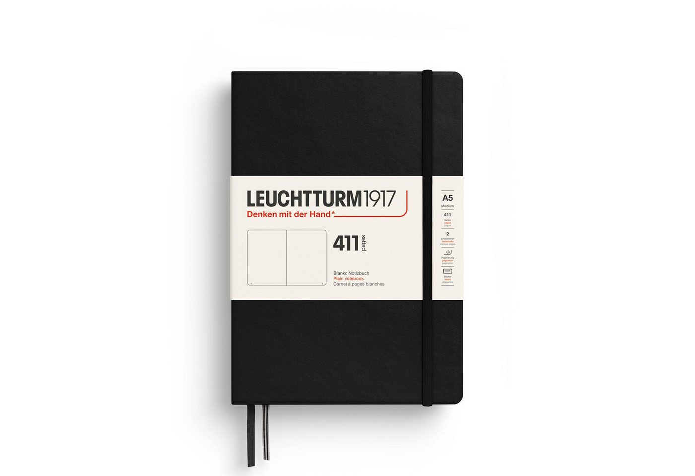 Leuchtturm1917 Notizbuch 411 Medium A5 Hardcover Schwarz Blanko Bild 3