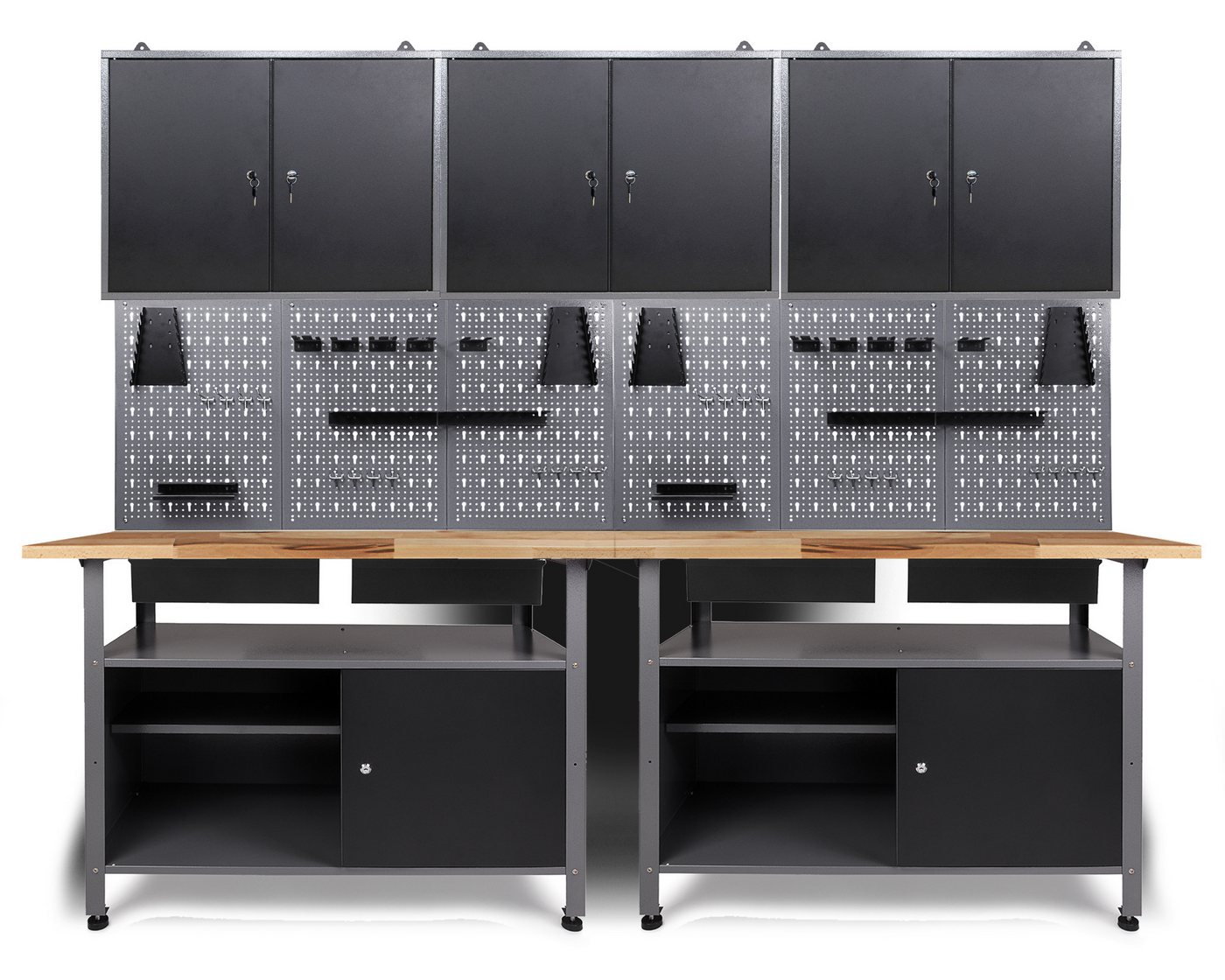 ONDIS24 Werkstatt-Set Ondis24 Werkstatt Set 240cm Werkbank Metall Werkzeugschrank Fritz