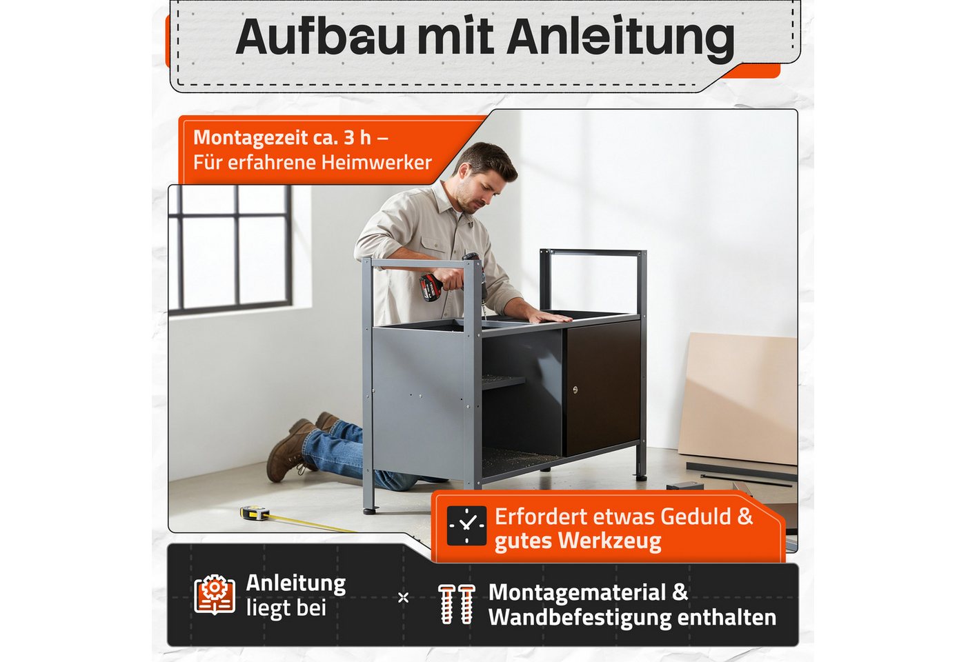 ONDIS24 Werkstatt-Set Ondis24 Werkstatt Set 240cm Werkbank Metall Werkzeugschrank Fritz Bild 4