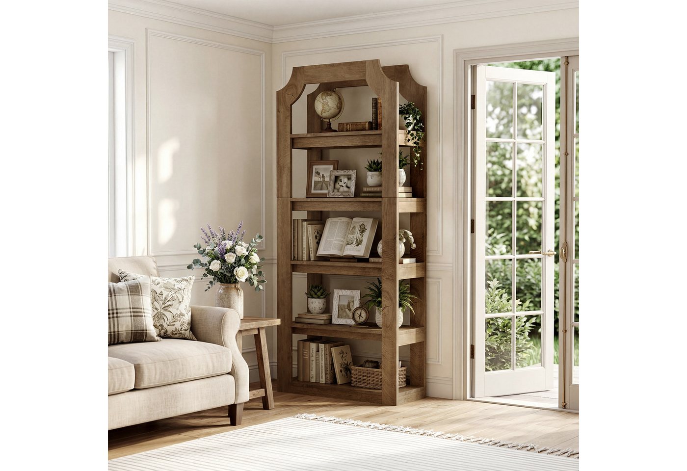 Tribesigns Bücherregal 180 cm hohes, 5-stöckiges Bücherregal aus Holz im Landhausstil, freistehenden Bücherregalen