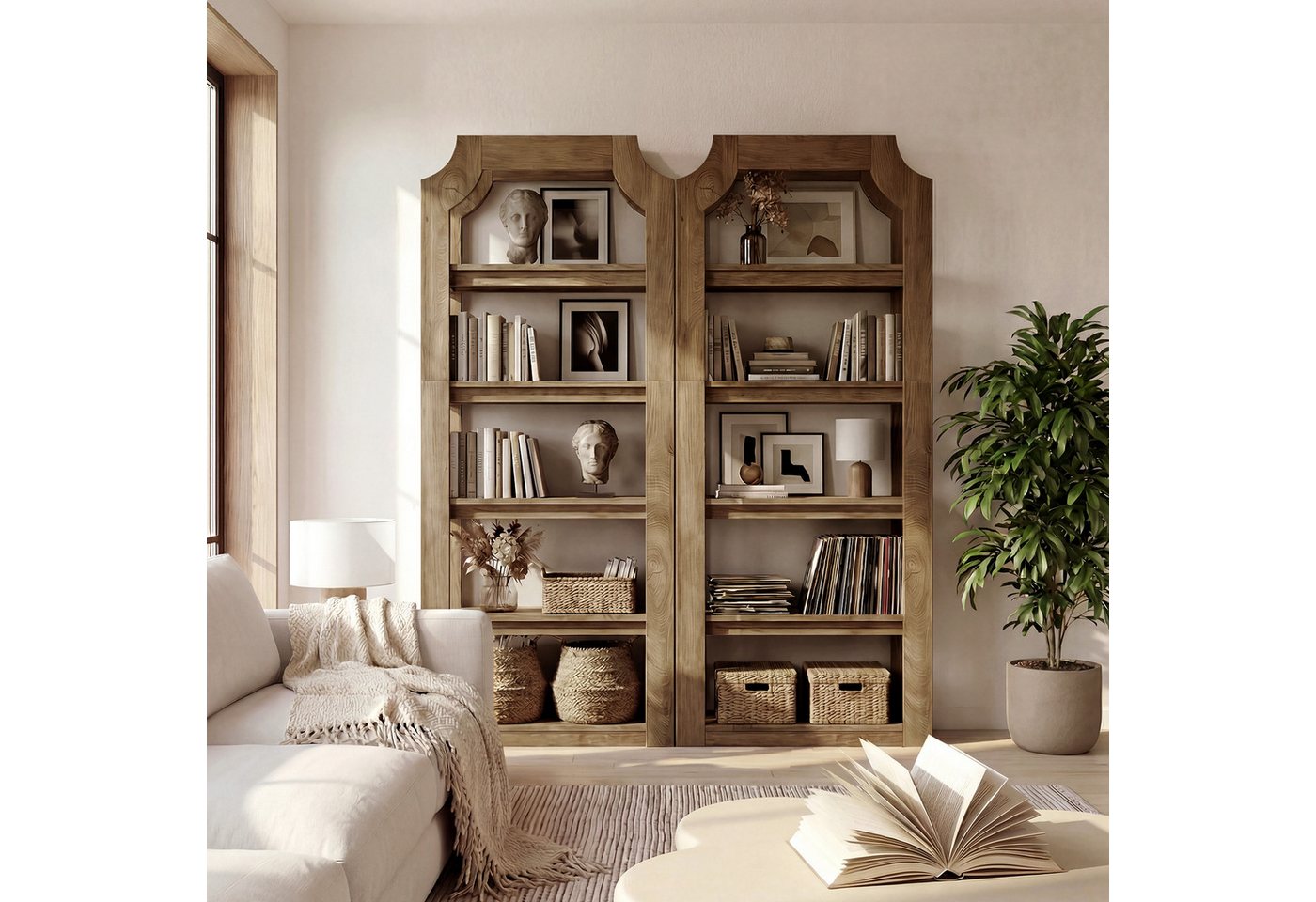 Tribesigns Bücherregal 180 cm hohes, 5-stöckiges Bücherregal aus Holz im Landhausstil, freistehenden Bücherregalen Bild 2