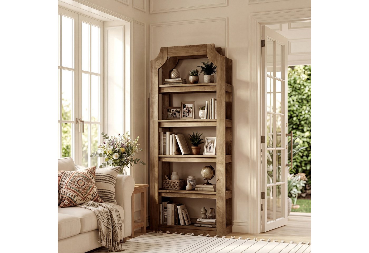 Tribesigns Bücherregal 180 cm hohes, 5-stöckiges Bücherregal aus Holz im Landhausstil, freistehenden Bücherregalen Bild 5