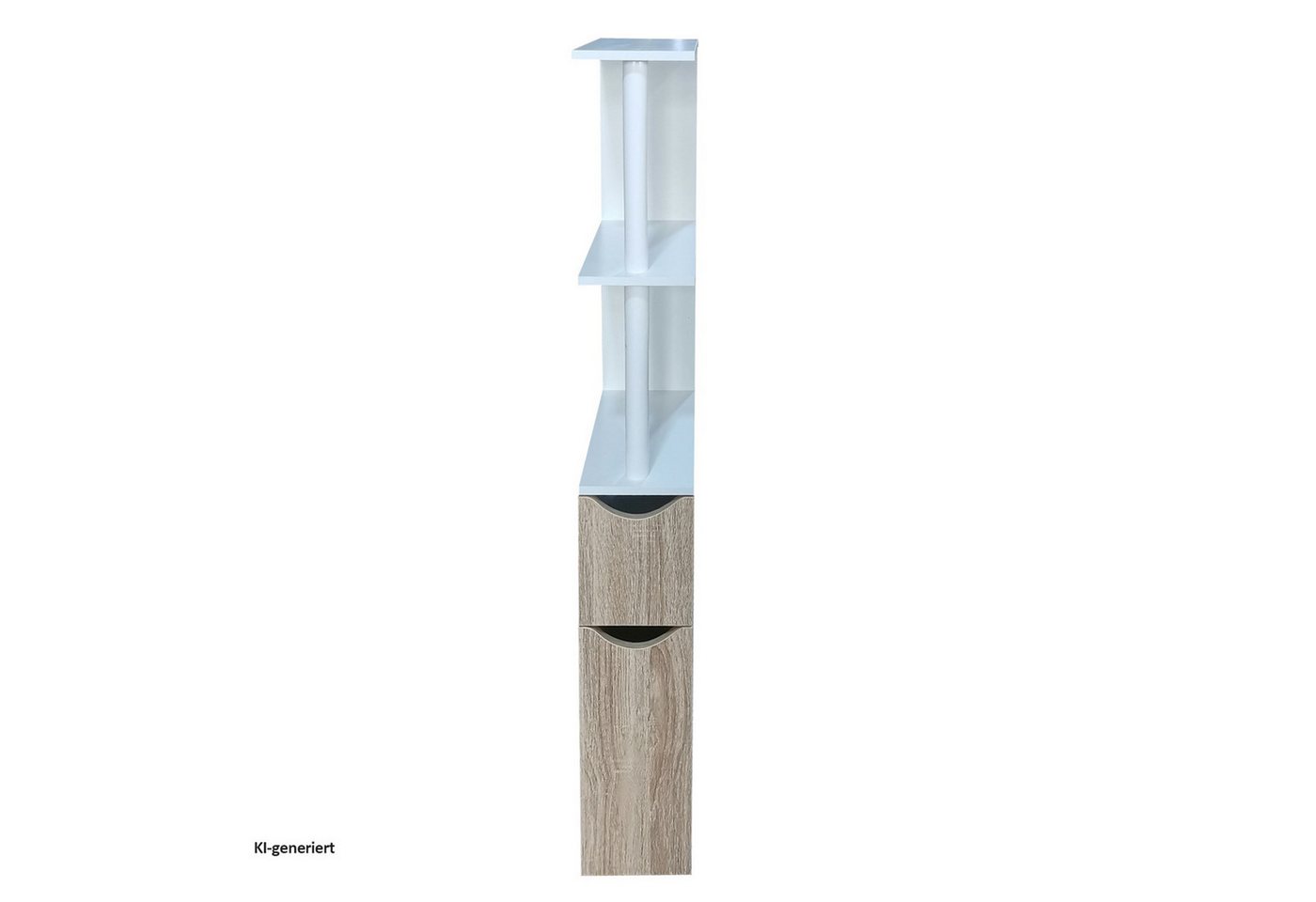 HTI-Living Regal Beistellregal schmal Weiß mit Türen in Holzoptik, 1 Stück 1-tlg., Nischenregal Bild 2