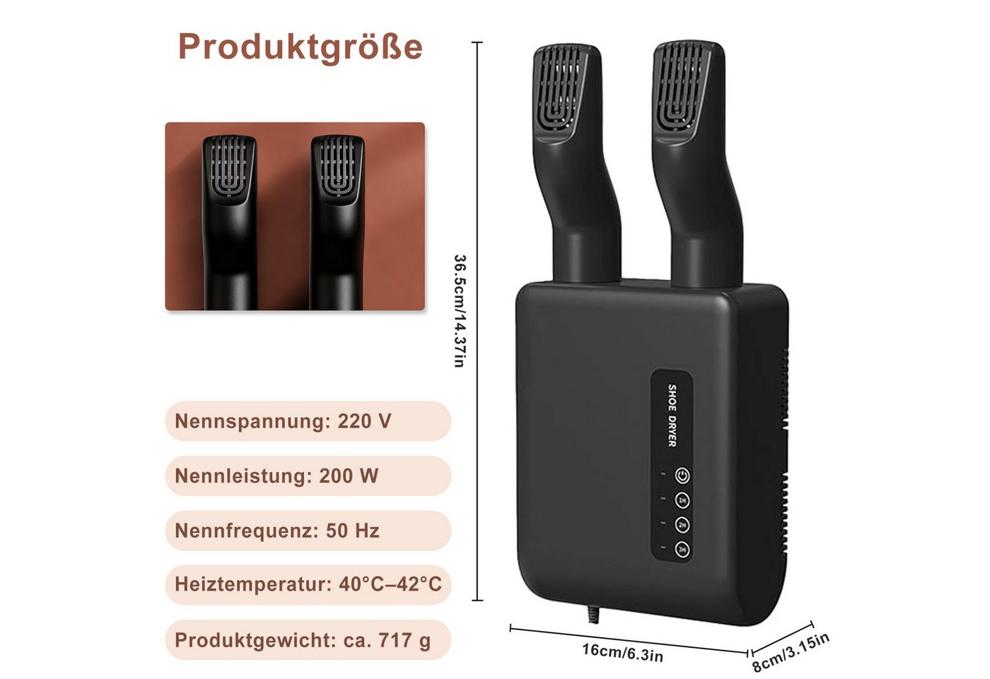AIMAX Schuhtrockner Elektrisch Schuhtrockner Wandmontage Schuhheizung Stiefel Schuhwärmer, Zur hilft Gerüche, Bakterien zu bekämpfen, für Handschuhe Socken Bild 3