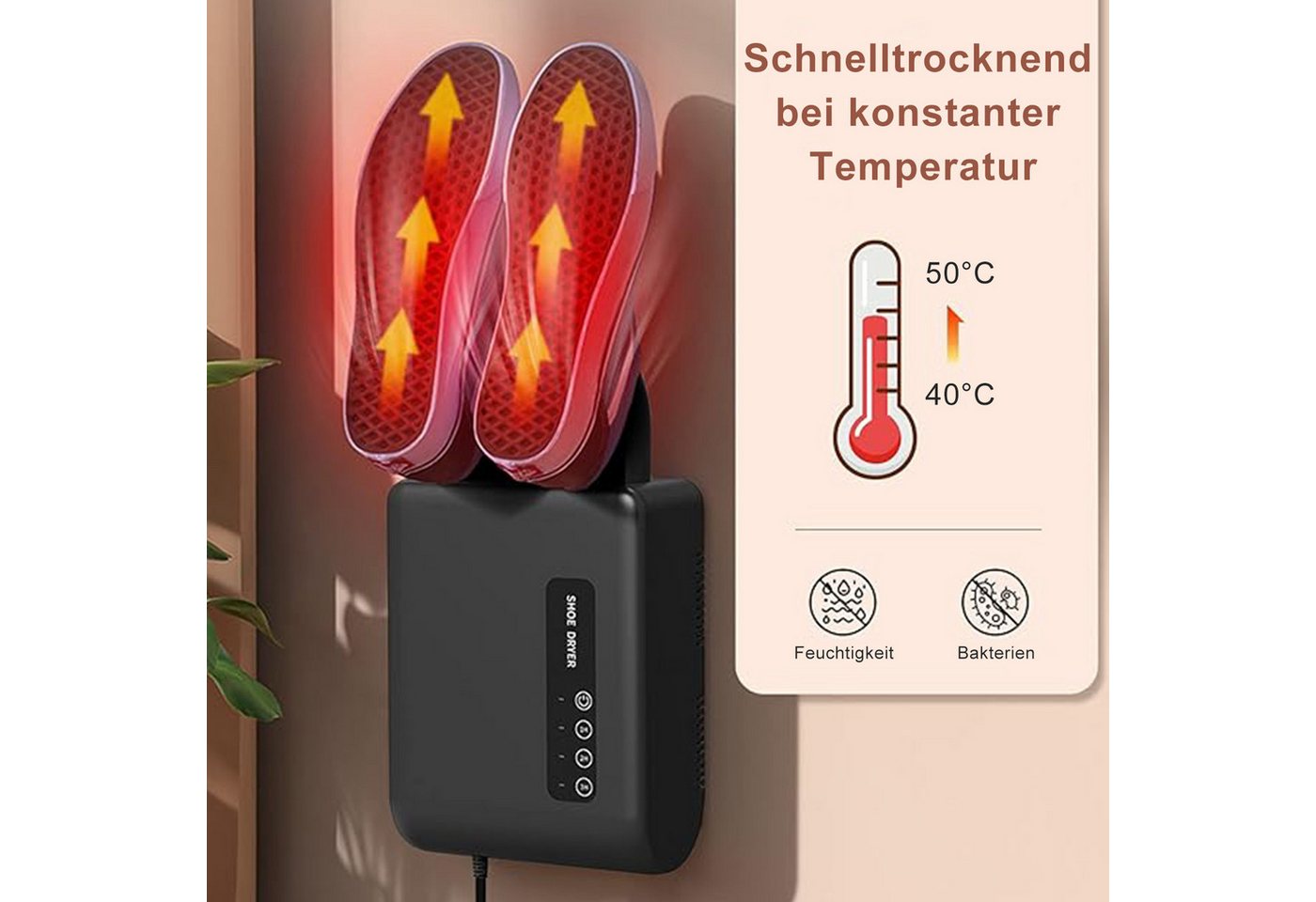 AIMAX Schuhtrockner Elektrisch Schuhtrockner Wandmontage Schuhheizung Stiefel Schuhwärmer, Zur hilft Gerüche, Bakterien zu bekämpfen, für Handschuhe Socken Bild 4