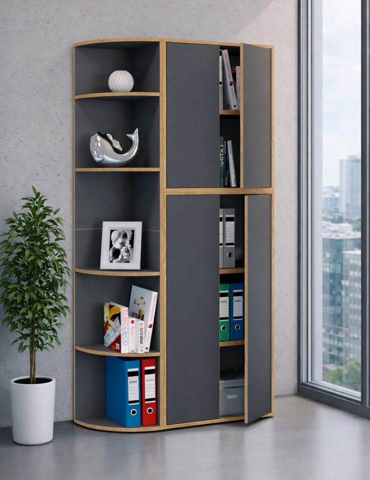 VCM Standregal Salia B. 33 x T. 33 x H. 183 cm, Holzregal stehend, CD DVD Aufbewahrung, 5 Fächer Bild 4