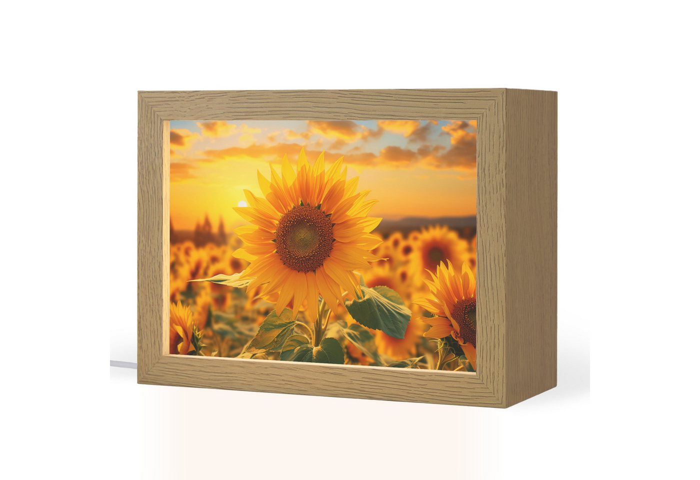 OnlyWow Tischleuchte Sonnenblume - Blumen - Gelb - Blumenfeld mit Sonnenblumen, Dimmbar, Farbwechsel, LED, Warmweiß, Kaltweiß, Neutralweiß Einstellbar, Tischlampe, Schreibtischlampe, Desk, Dimmbar, mit Kabel, LED Bild 3
