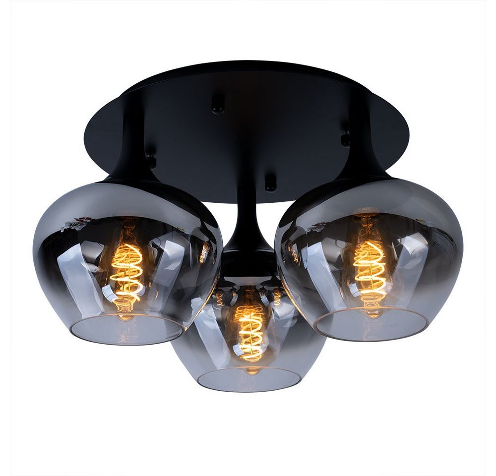 GLOBO LIGHTING Deckenleuchte, Leuchtmittel nicht inklusive, Deckenlampe Rauchglas Wohnzimmerleuchte Deckenleuchte rund Glaskugel