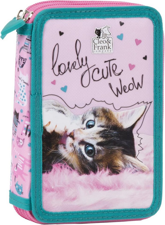 GOLDKIDS Federmäppchen Katze Cat Cleo & Frank, (27 TLG. Federtasche, 1-tlg., Kinder Federmappe Federmäppchen 20), x 12,5 x 4 cm gefüllt inkl Füller