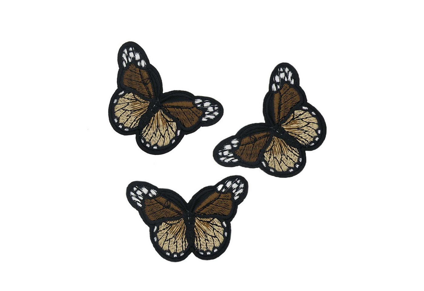 maDDma Aufnäher 3 Schmetterling Aufbügler, Applikation, 48x70mm, freie Farbwahl, hellbraun