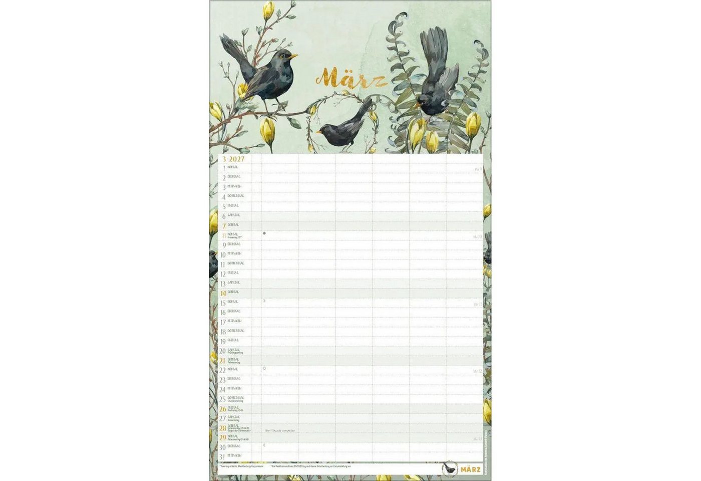 Korsch Verlag Wandkalender Familienplaner Aquarell 2027
