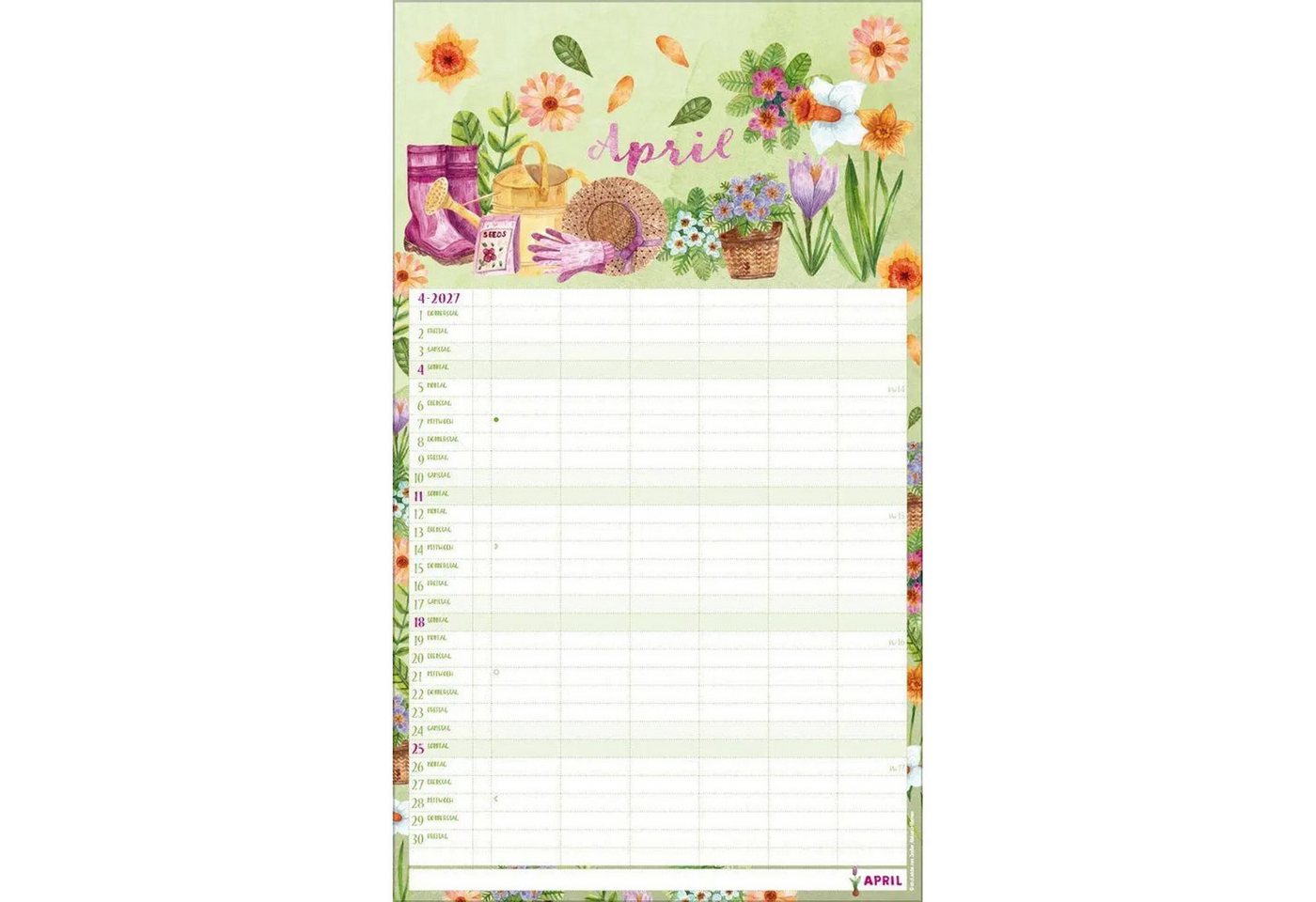 Korsch Verlag Wandkalender Familienplaner Aquarell 2027 Bild 2