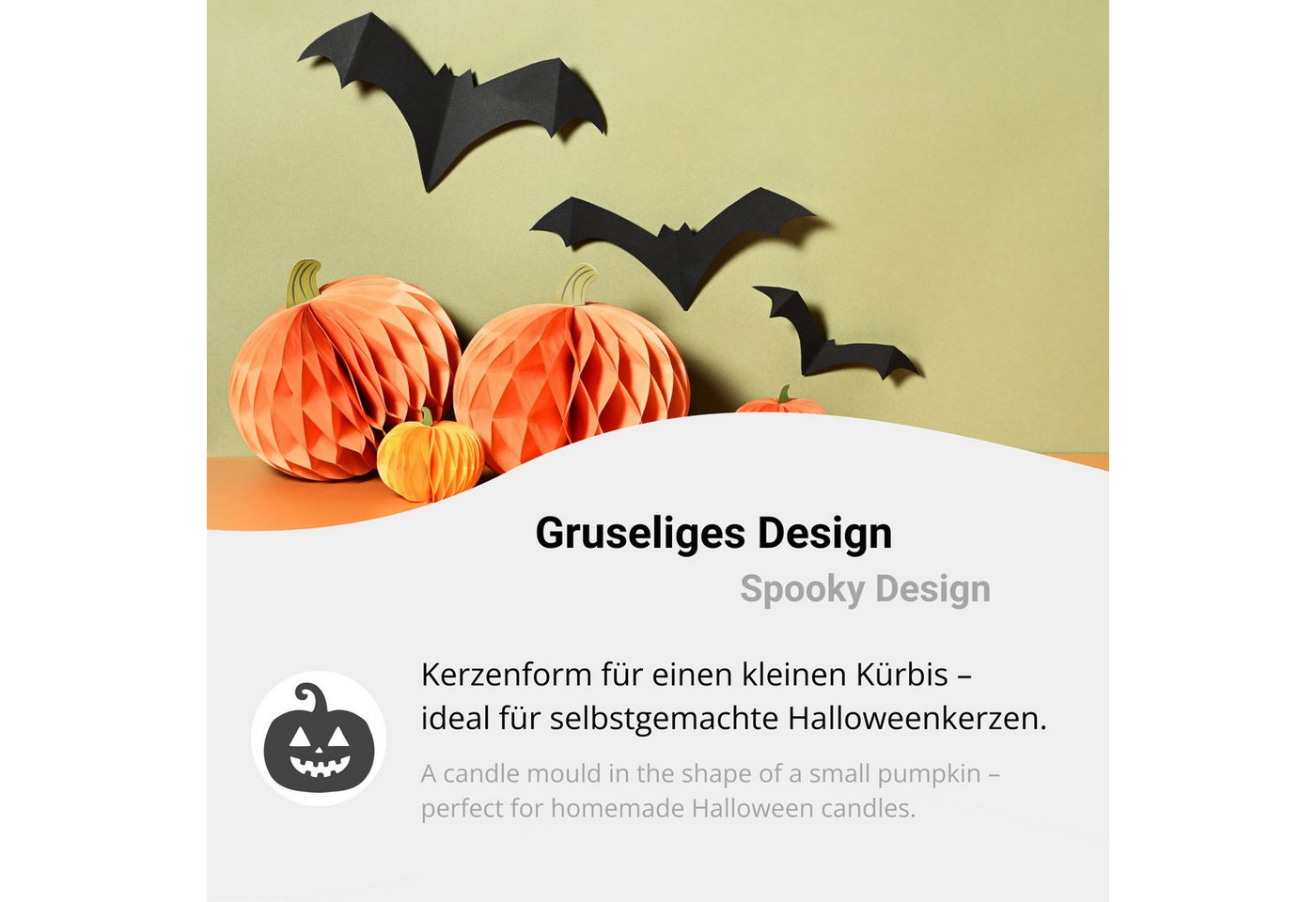 DistrEbution Silikonform Halloween Kürbis, Kerzenform, Gießform, Kerzengießform für Kerzen, gruselige Dekoidee für Herbst & Halloween