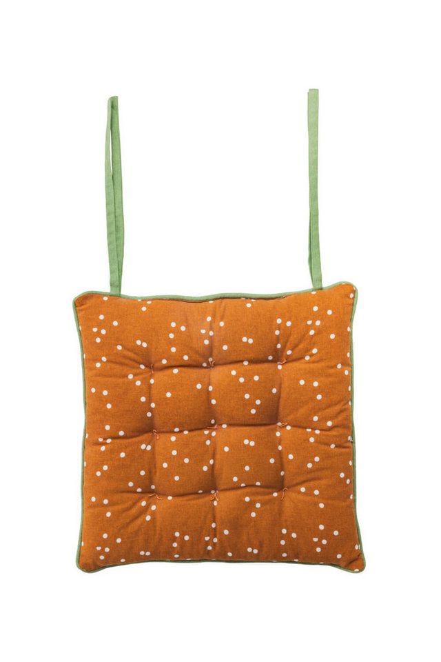 Tranquillo Sitzkissen LEAFY FOREST 40x40x4 cm orange Bio-Baumwoll-Bezug Bänder zum Fixieren, Nachhaltiges Stuhlkissen mit recycelter Füllung und Wendedesign Bild 3