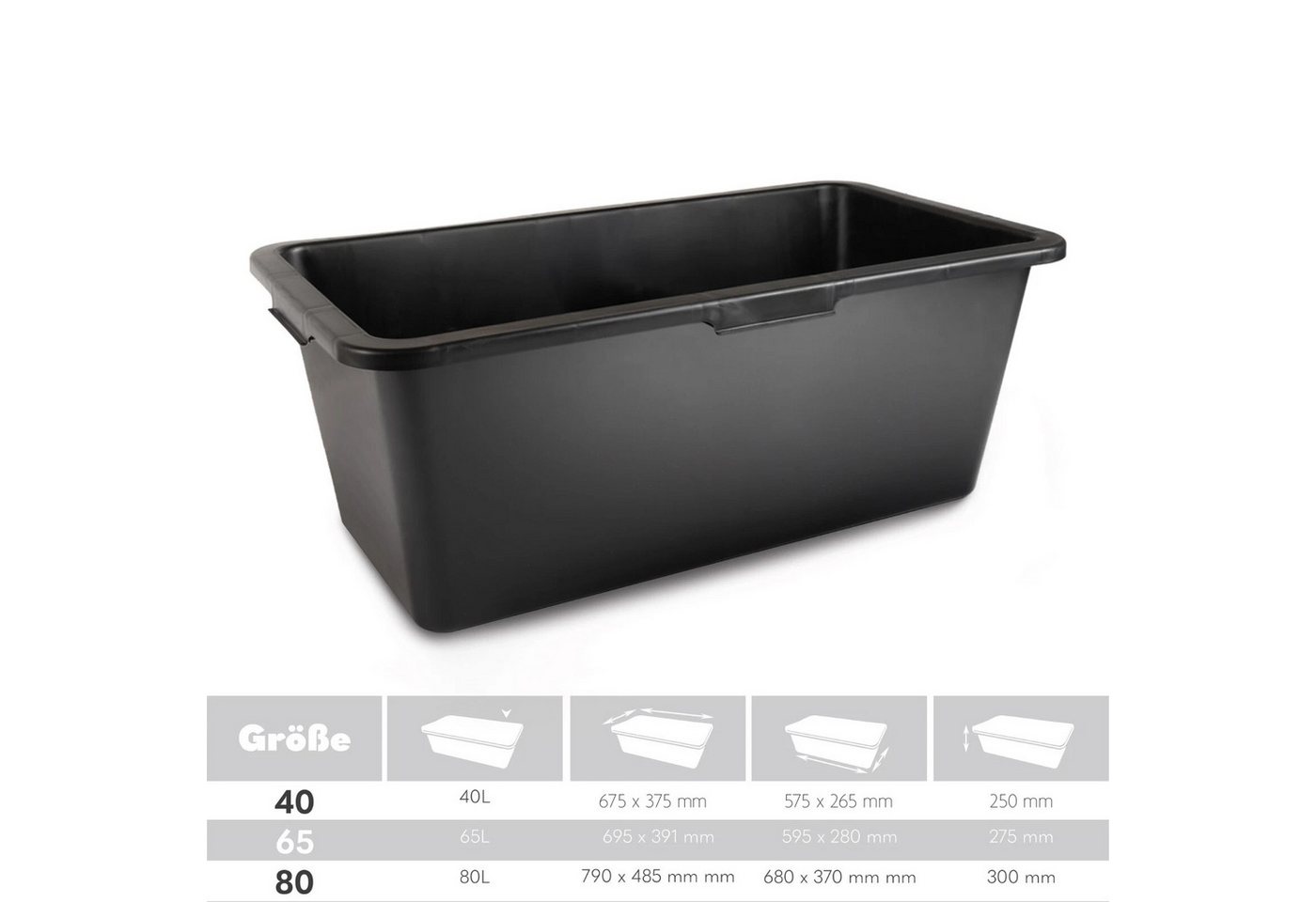Prima-Online Mörtelkübel Mörtelkasten 40L / 65L / 80L Mörtelwanne, (3-tlg), [ 3er Set 40L ] Bild 3