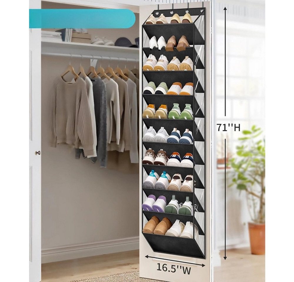 Coonoor Hängeregal Schuh-Organizer mit großen, tiefen Taschen, Hängeregal Schuhhalter, für schmale Türen