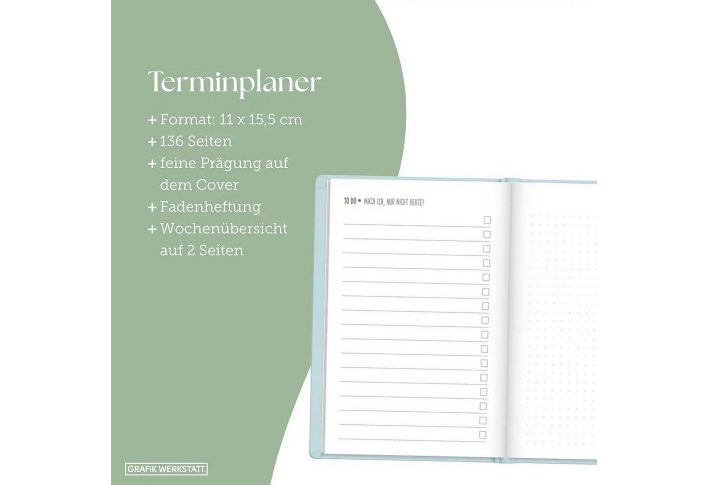 Grafik Werkstatt Taschenkalender Terminplaner Lederlook 2027 Hellblau Bild 4