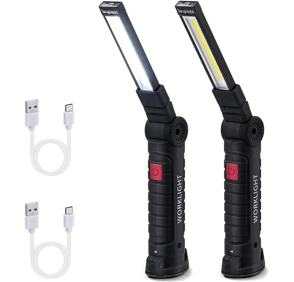 AFKSMILE LED Arbeitsleuchte 2 Stück LED Arbeitsleuchte, Werkstattlampe mit Magnetfuß & Haken, 5 Modi USB Taschenlampe für KFZ Reparatur, Werkstatt, Camping, Notfall Bild 4