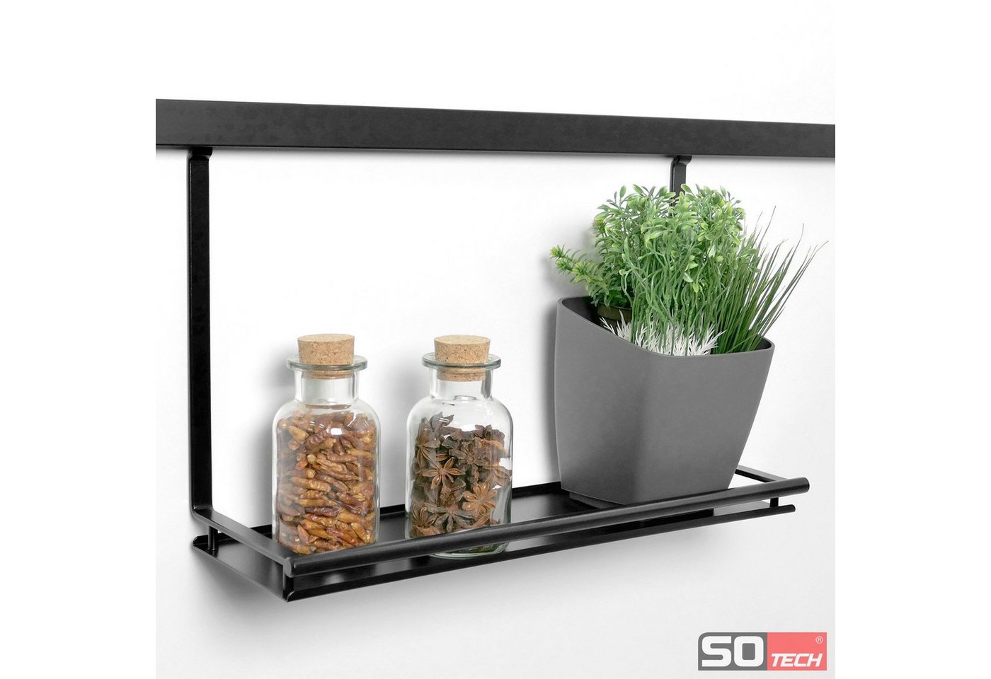 Kesseböhmer Küchenrückwand Linero Style Relingsystem für die Küche - versch. Elemente, (1-tlg), Universalablage in schwarz zum Einhängen Bild 3