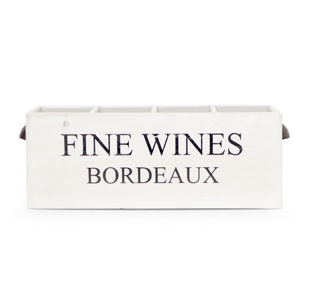 LebensWohnArt Weinregal Dekorative Flaschenbox CHATEAU 45cm antik-weiss Mahagony